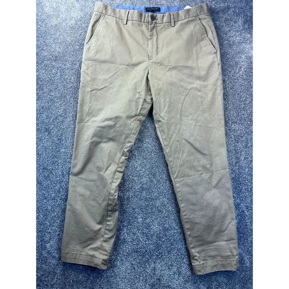 Banana Republic Mason Chino Mens Pants 35X30 Khaki Casual Cotton/Elastane